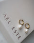 gold and pearl drop bridal earrings with small crystals