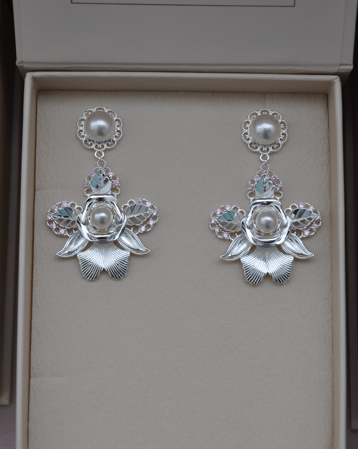 Bridesmaids Earring Set - Sofia Silver Pearl Earrings