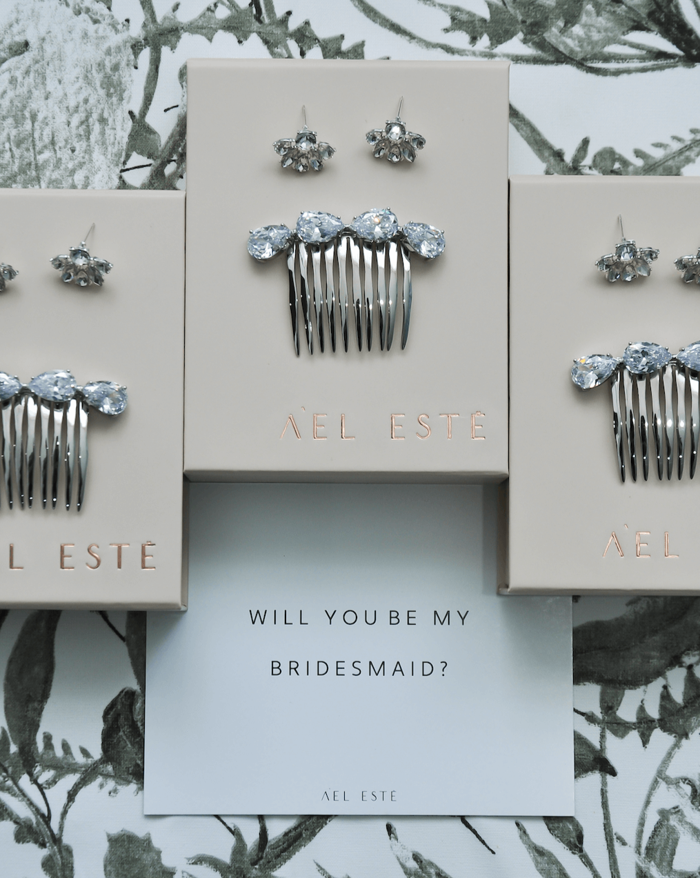 Bridesmaids Comb and Earring Set - Ravello Silver
