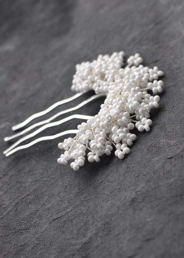 Giselle Comb + Eva Pearl Stud Set - Silver