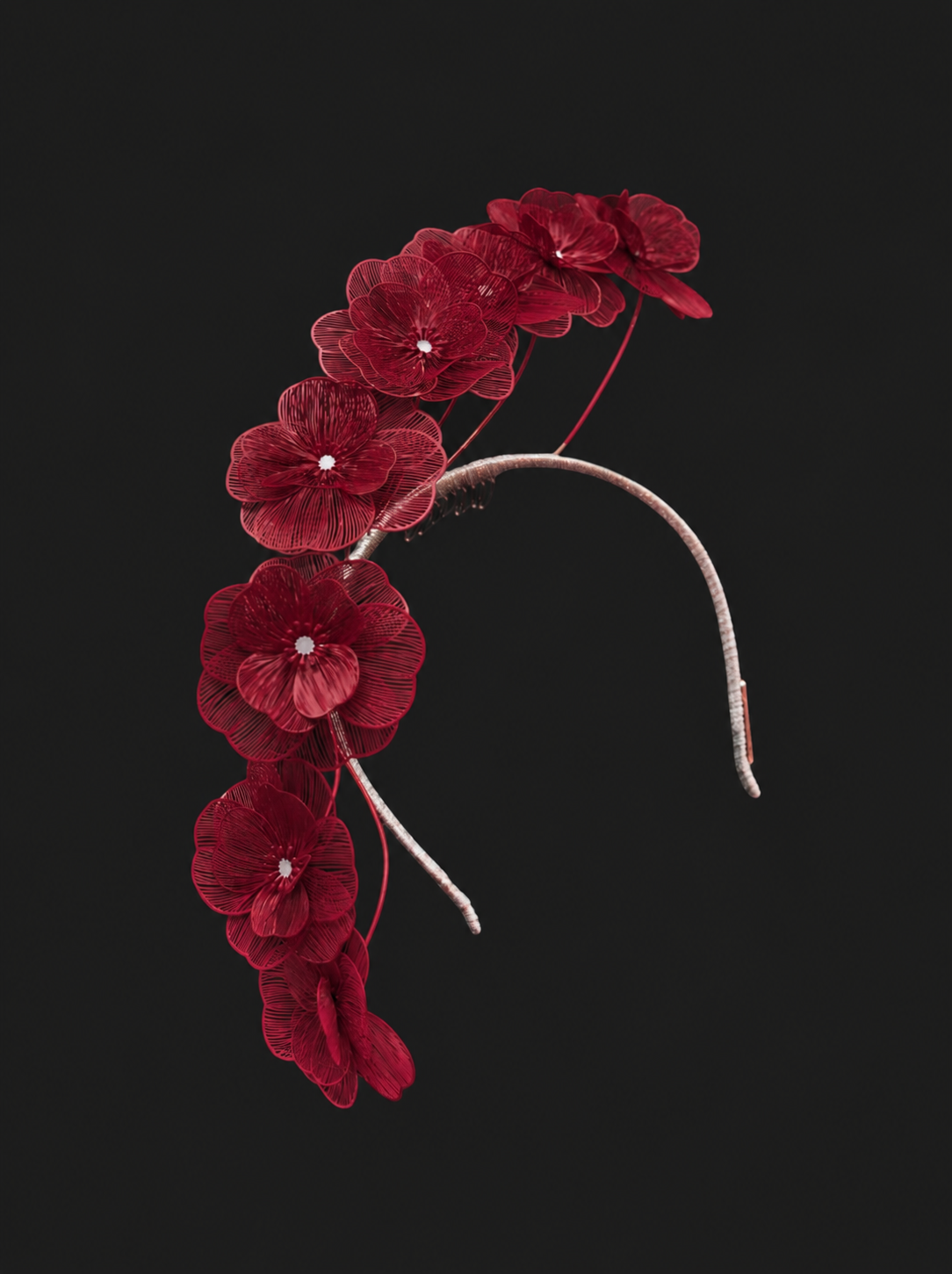Burgundy Dark Red Floral Millinery Fascinator Headpiece