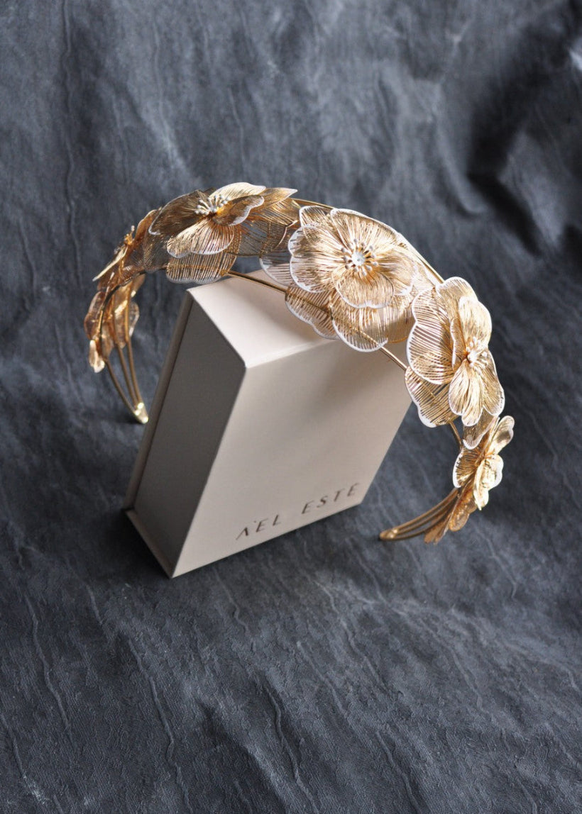 Elle Gold Floral Millinery Headband