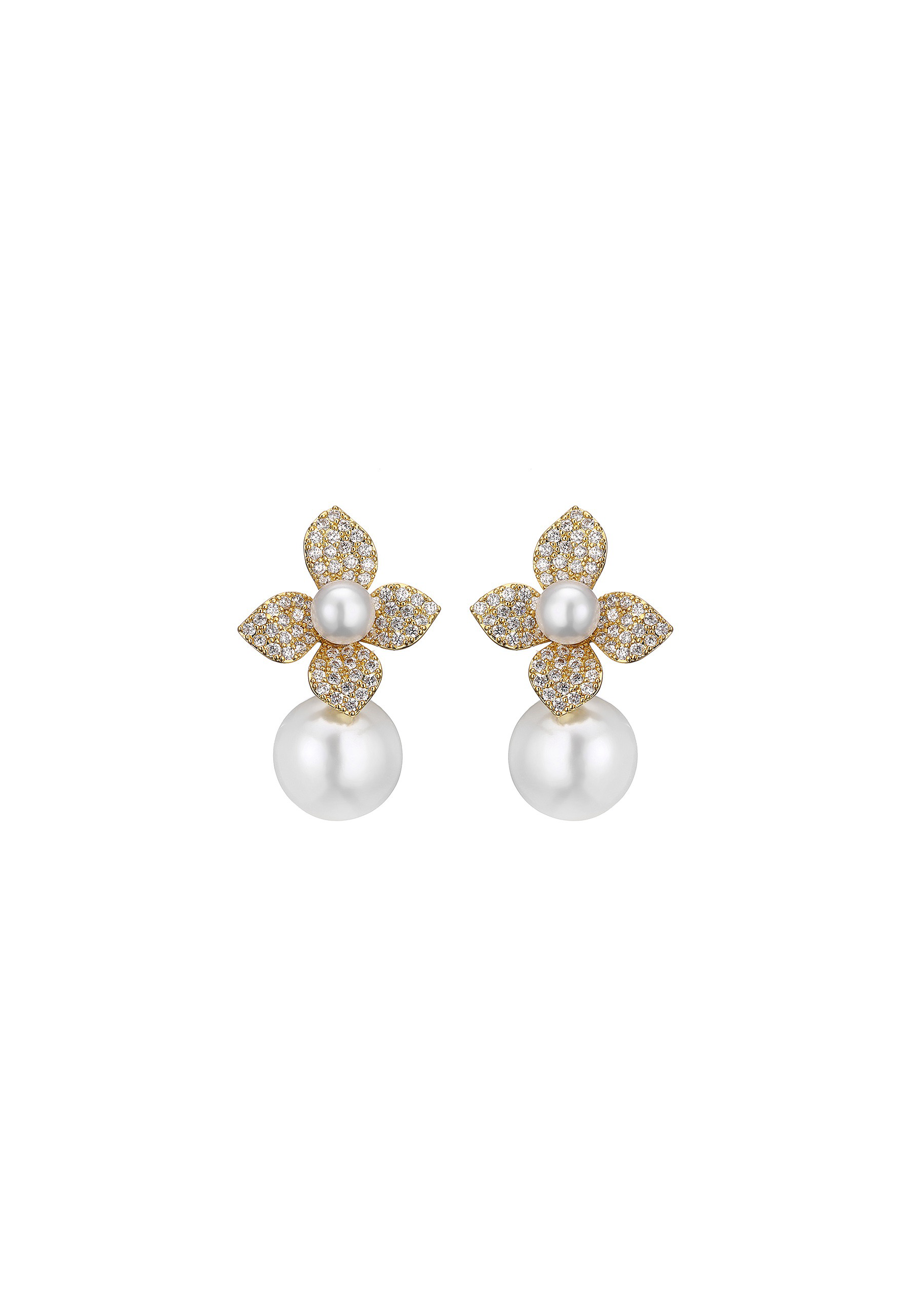 Eloise Pearl and Crystal Earring - Gold