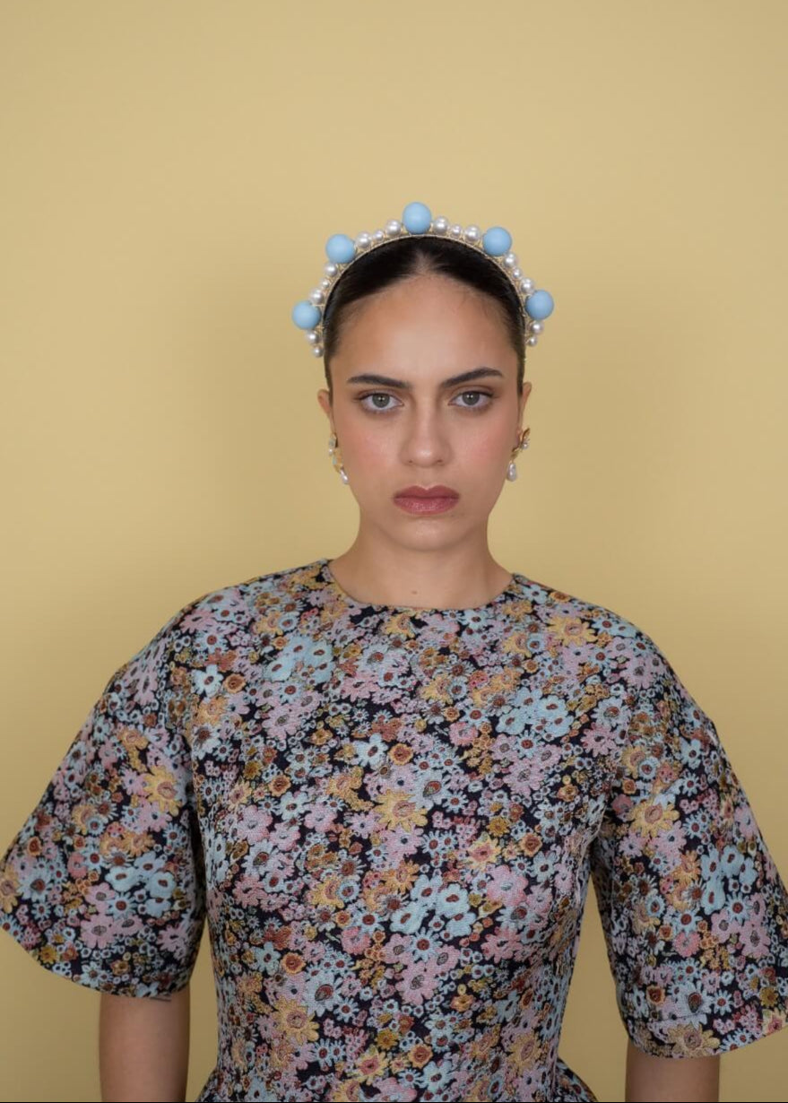 Blue Tamsin Headband + Earring Set