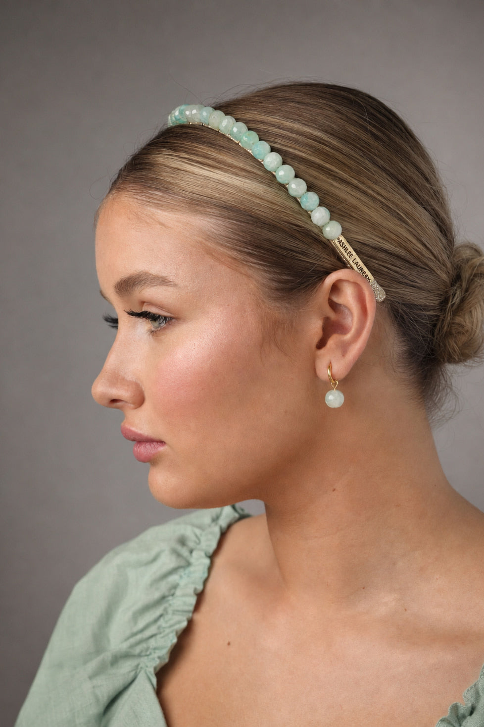 Hettie Headband - Mint Green Marbled Glass Beads