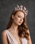pale pink floral headband with flower details for spring racing oaks day
