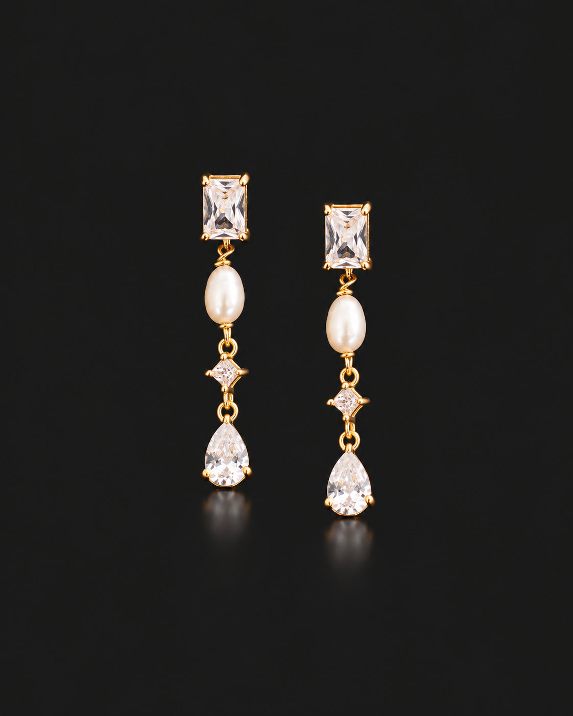 Danique Pearl and Crystal Delicate Drop Earrings