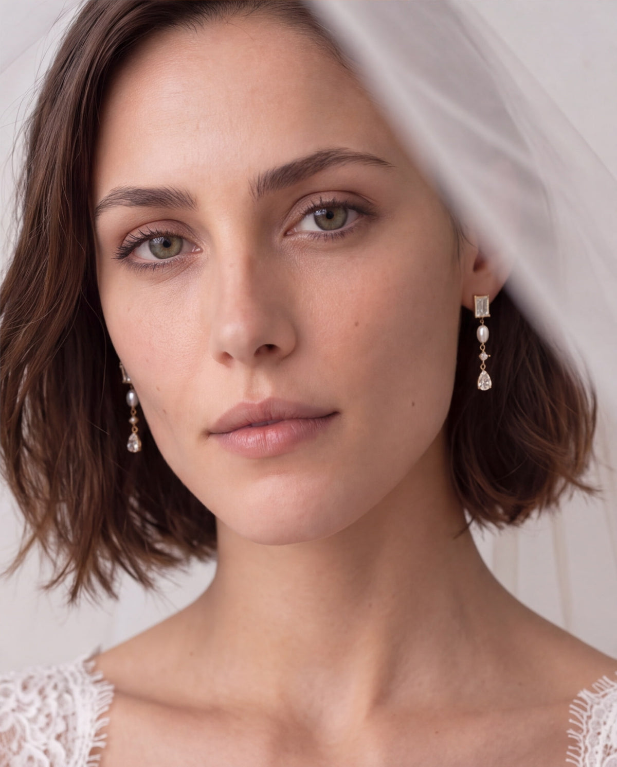 Danique Pearl and Crystal Delicate Drop Earrings