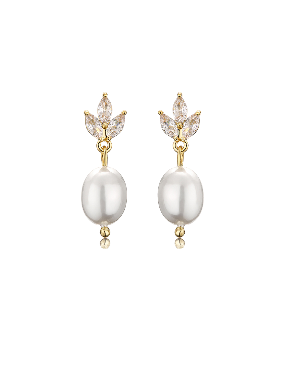 Maya Pearl and Crystal Earring - Gold