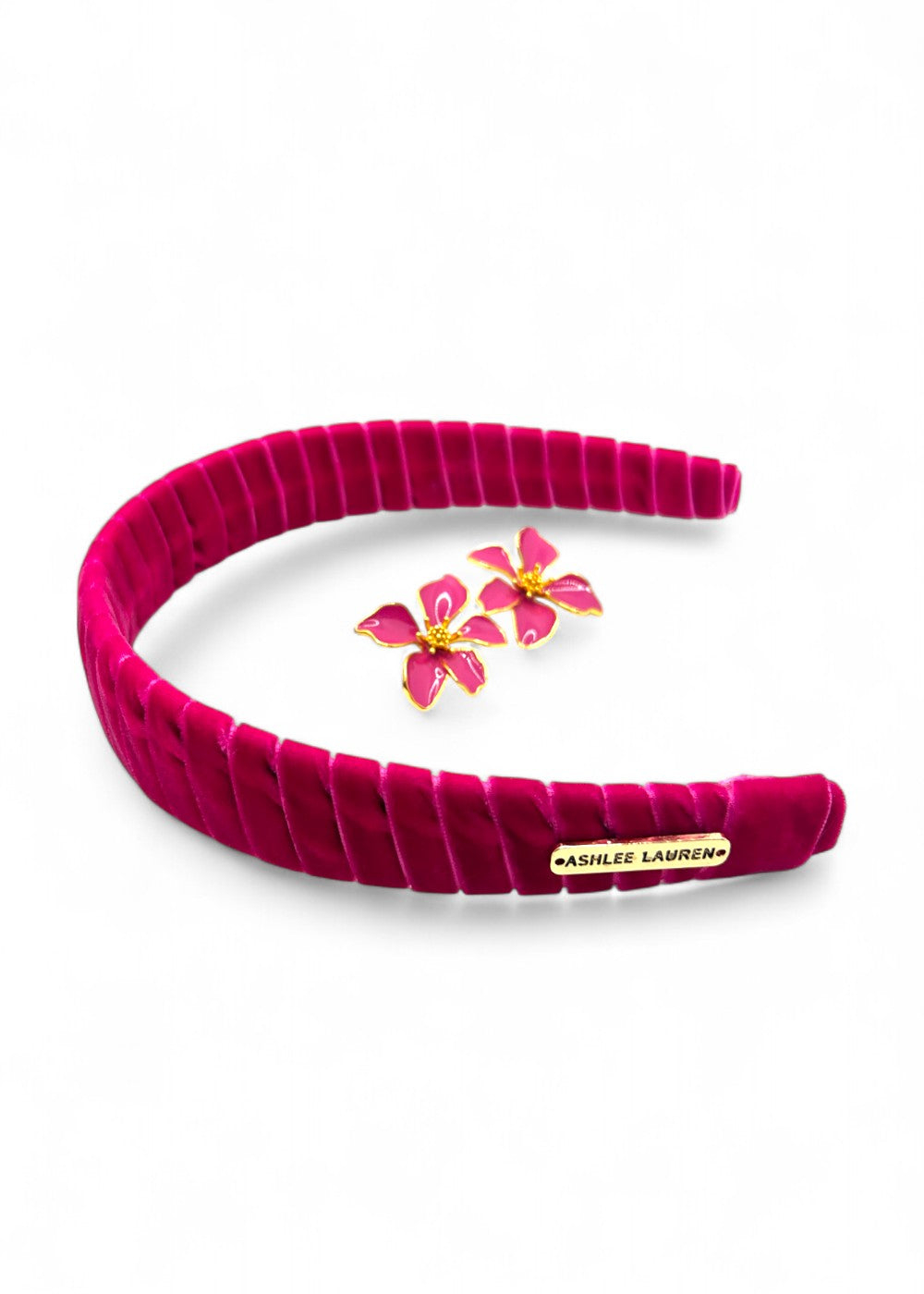 Aaliyah Headband + Vida Earring Set - Pink