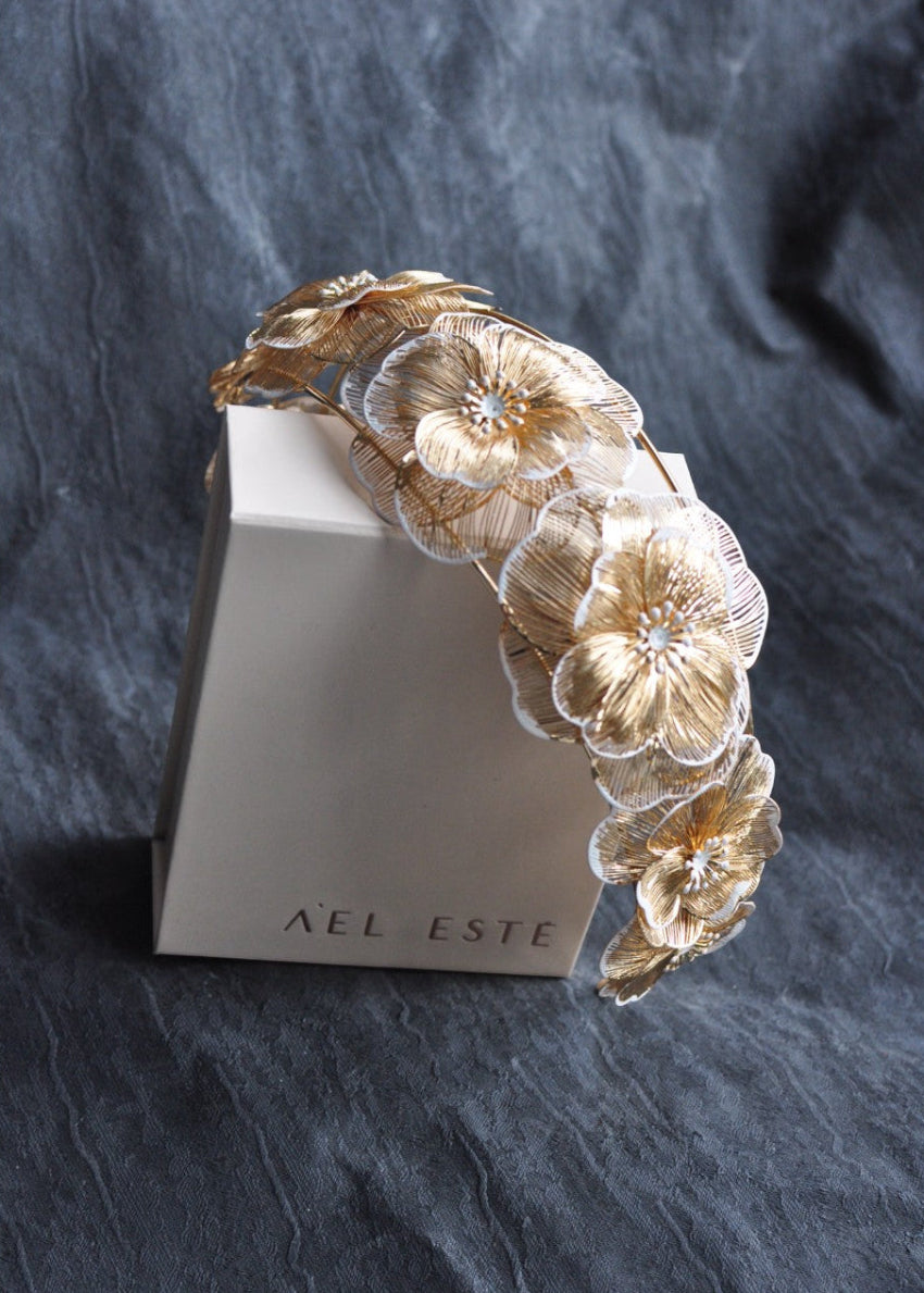 Elle Gold Floral Millinery Headband