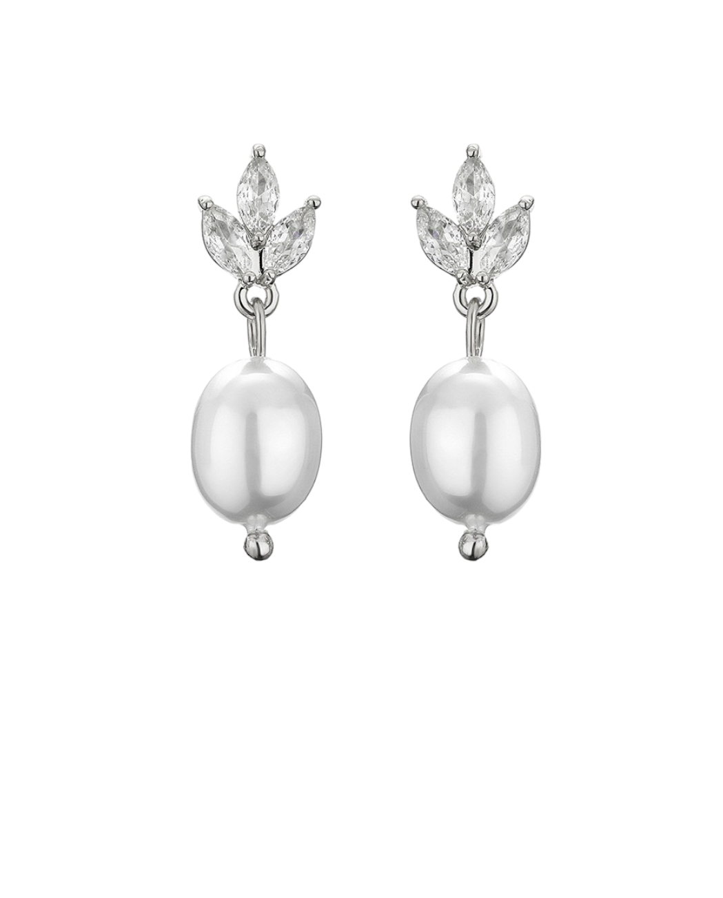 Maya Pearl and Crystal Earring - Silver