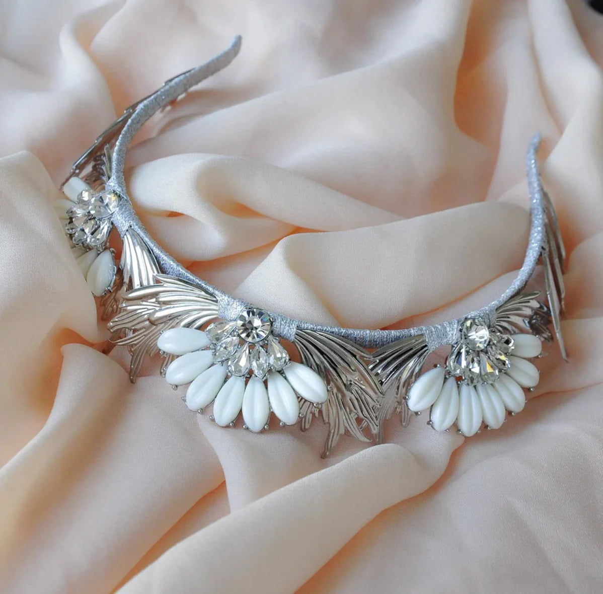 Silver Delilah Crown + Earring Set