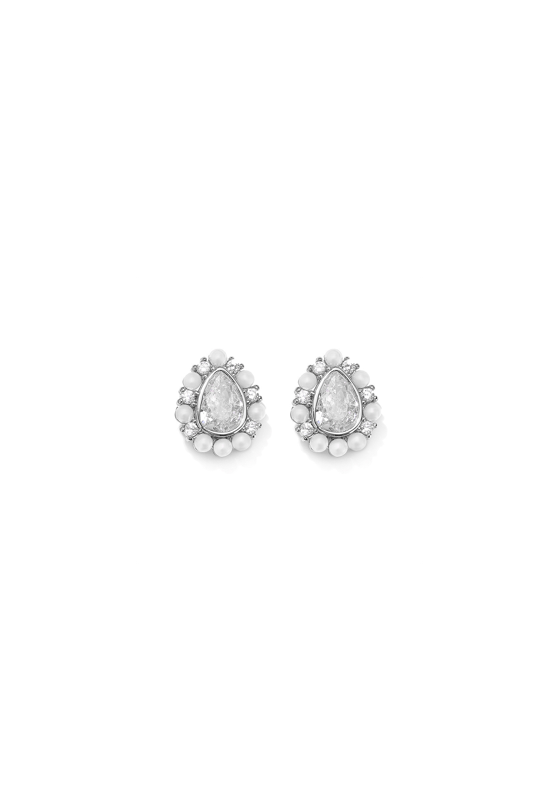 Charlize Pearl and Crystal Stud Earring - Silver