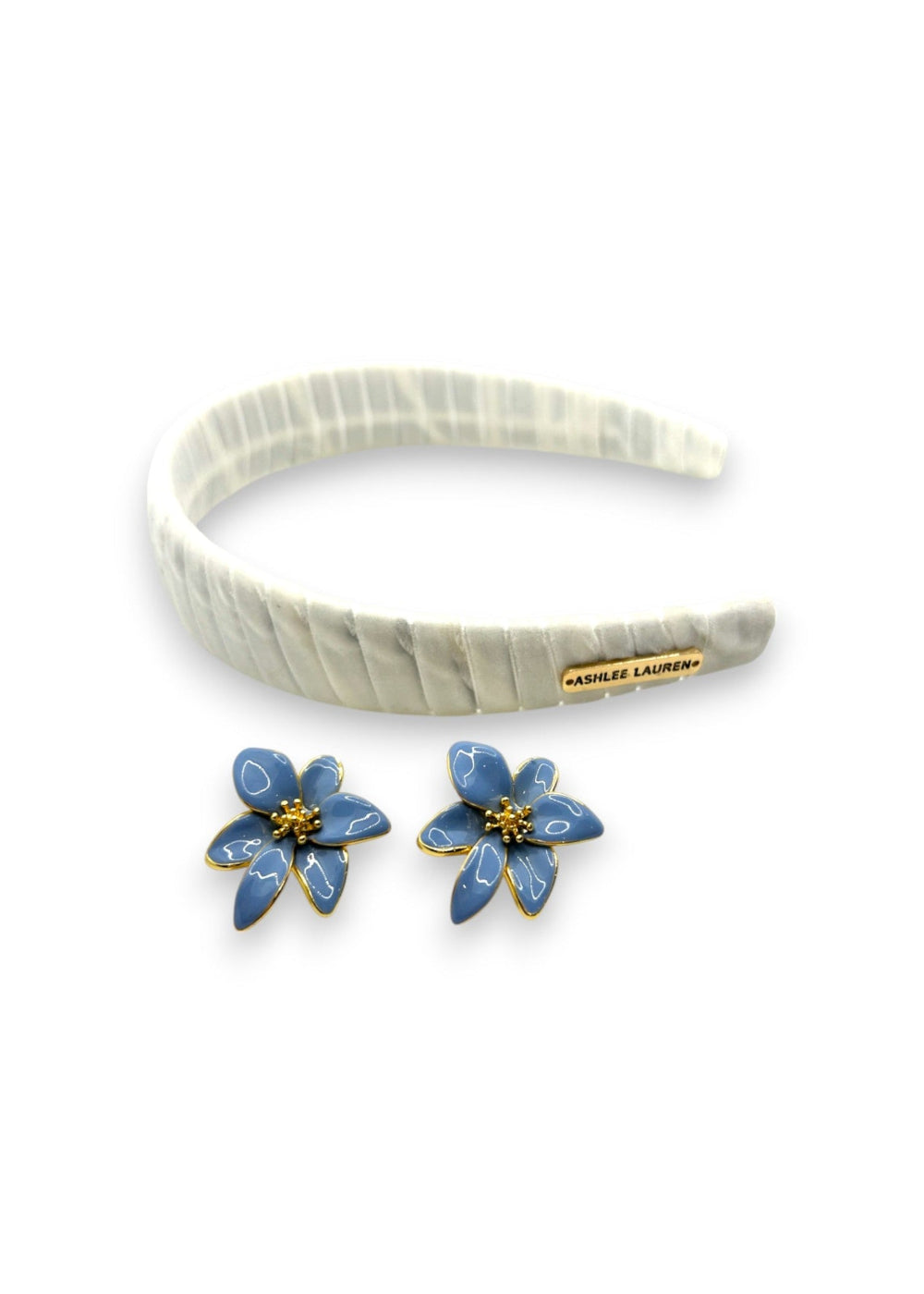 Aaliyah White Headband + Indi Cornflower Earring Set