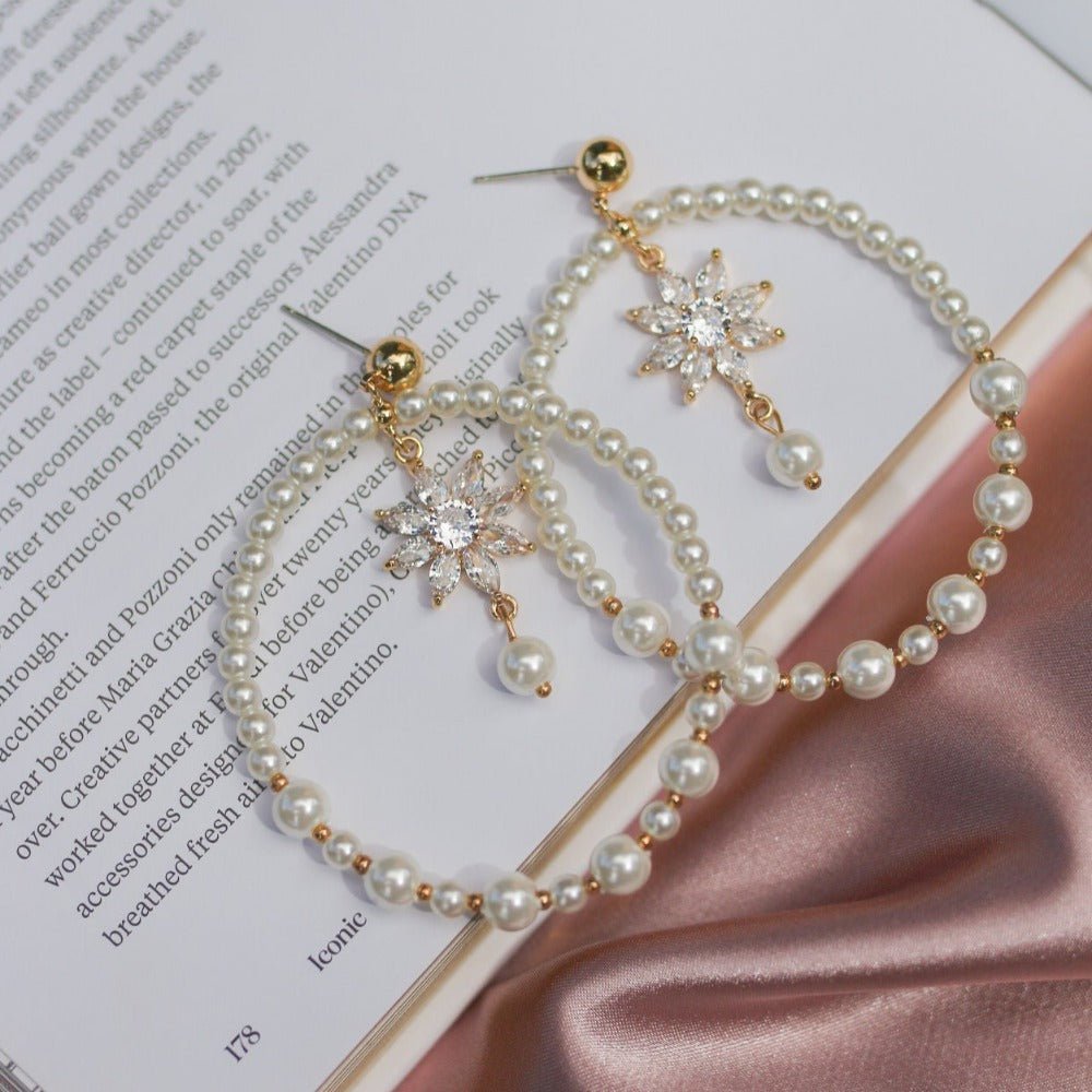 White Danique Earrings - AELESTEWhite Danique EarringsEarrings#bridal_accessories##wedding_head_band##bridal_earring#