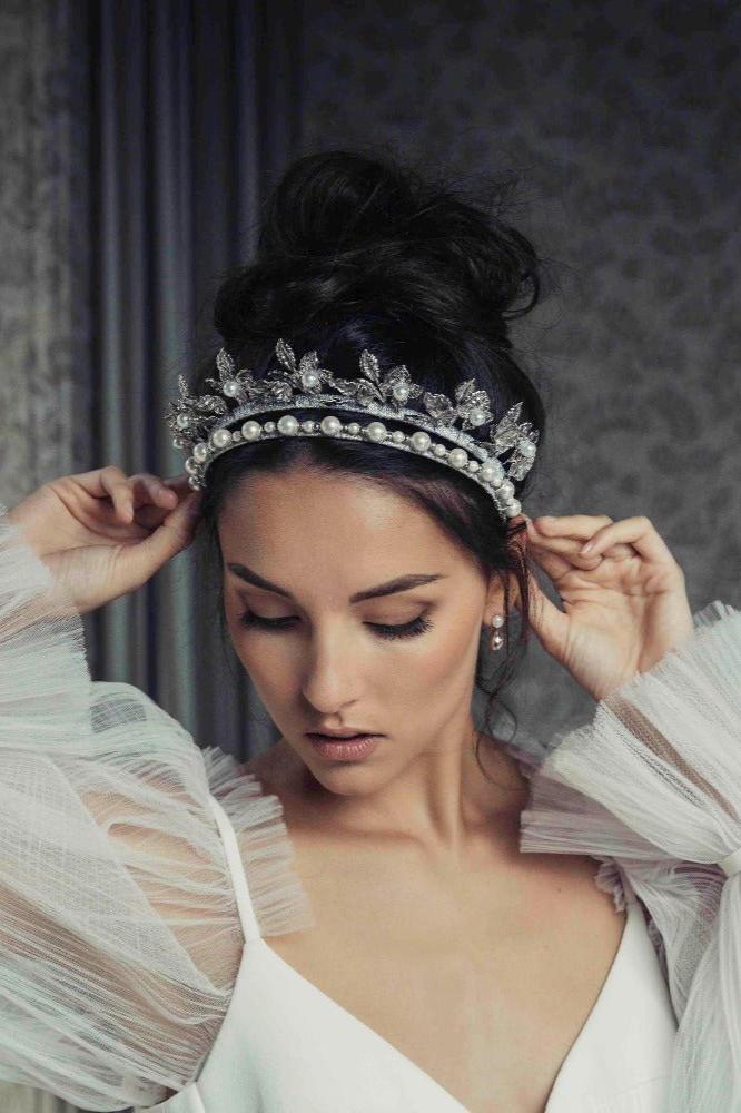 Silver Paris Headband - AELESTESilver Paris HeadbandCrown#bridal_accessories##wedding_head_band##bridal_earring#