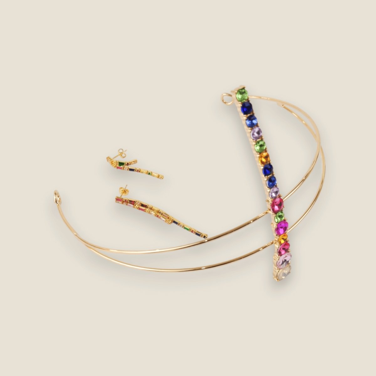 Crystal Rainbow Earrings - AELESTECrystal Rainbow EarringsEarrings#bridal_accessories##wedding_head_band##bridal_earring#