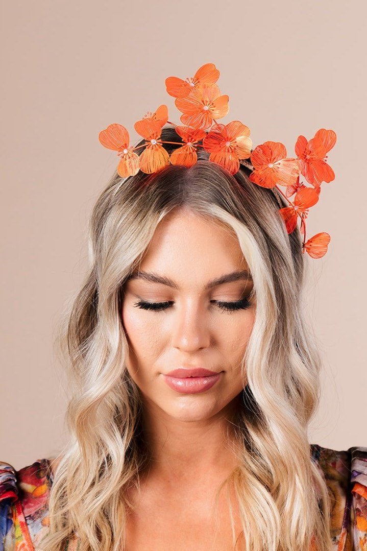 Bella Headpiece - Orange - AELESTEBella Headpiece - Orange#bridal_accessories##wedding_head_band##bridal_earring#