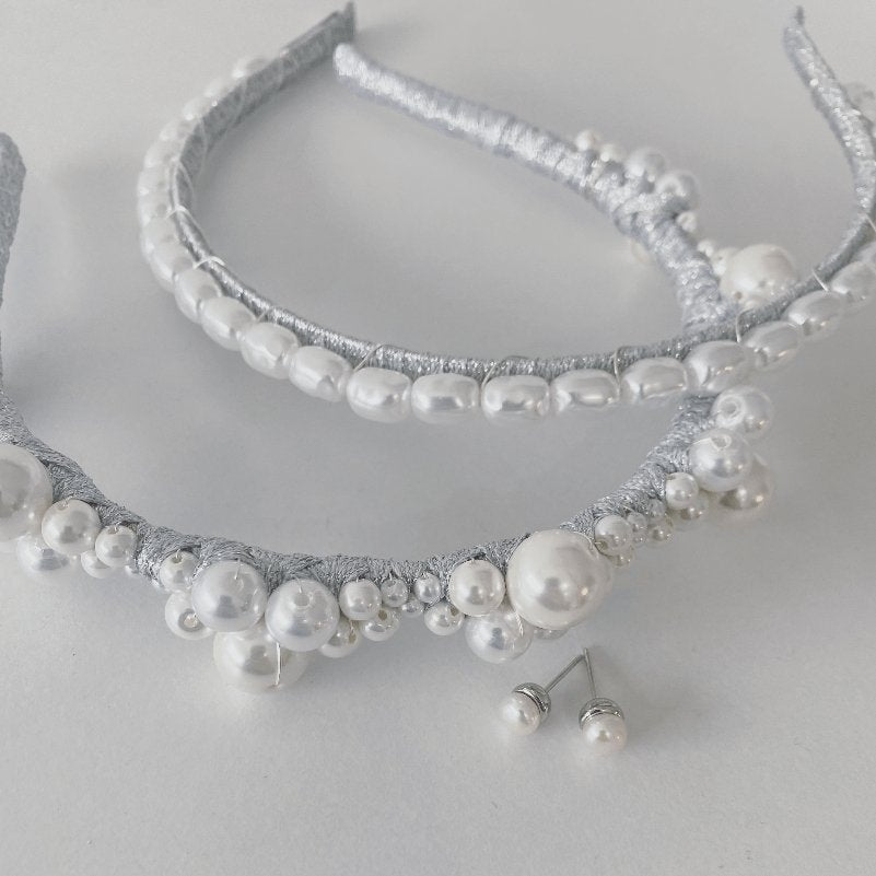 Silver Eva Pearl Studs - AELESTESilver Eva Pearl StudsEarrings#bridal_accessories##wedding_head_band##bridal_earring#